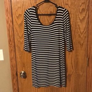 Black/white Stripe Fitted Dress